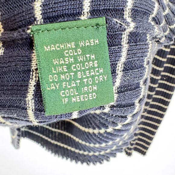 Lauren Ralph Lauren Navy White Striped Cotton Cardigan Sweater L coastal - Picture 3 of 5